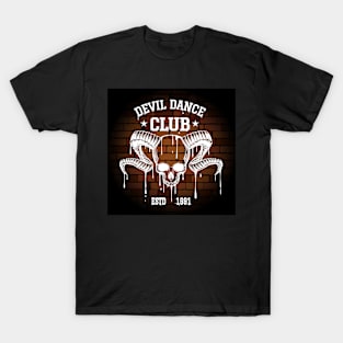 Rock Club Emblem with Human Skull T-Shirt